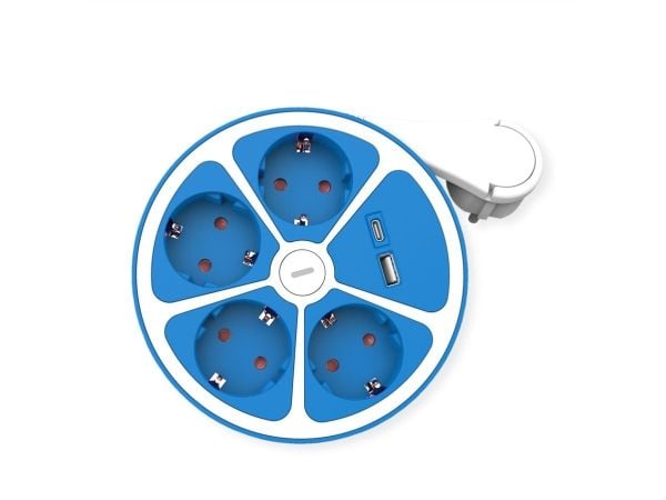 ROLINE Desktop Power Strip 4x+Sw. 1x A+ C CEE7/7 Blue 3m - Monipistorasiapistorasia (19.07.2341)