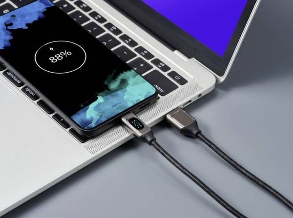 Renkforce RF-6249616, 1 m, USB A, USB C, USB 2.0, 0,48 Gbit/sek., Sort, Metallic