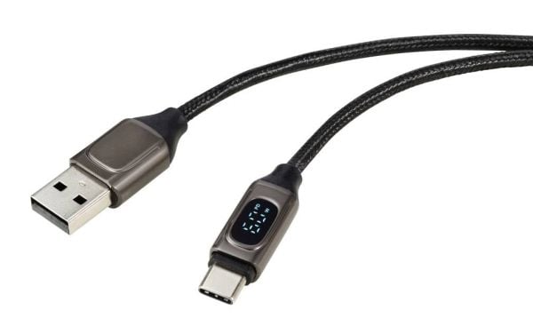 Renkforce RF-6249502, 2 m, USB A, USB C, USB 2.0, 0,48 Gbit/sek., Sort, Metallic