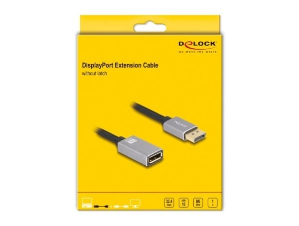 Delock - DisplayPort-forlengelseskabel - DisplayPort (hann) til DisplayPort (hunn) - DisplayPort 1.4 - 1 m - 8 K 30 Hz (7680 x 4320) støtte, 4 K 12...