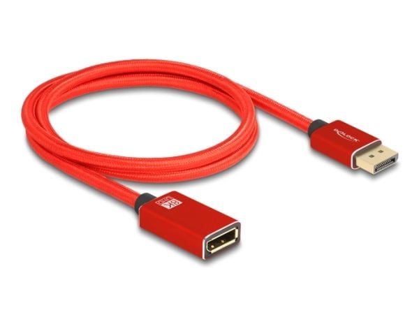 Delock - DisplayPort-forlengelseskabel - DisplayPort (hann) til DisplayPort (hunn) - DisplayPort 1.4 - 1 m - 8K 60Hz støtte - rød