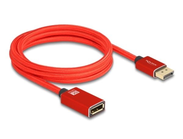 Delock - DisplayPort-forlengelseskabel - DisplayPort (hann) til DisplayPort (hunn) - DisplayPort 1.4 - 2 m - 8K 60Hz støtte - rød