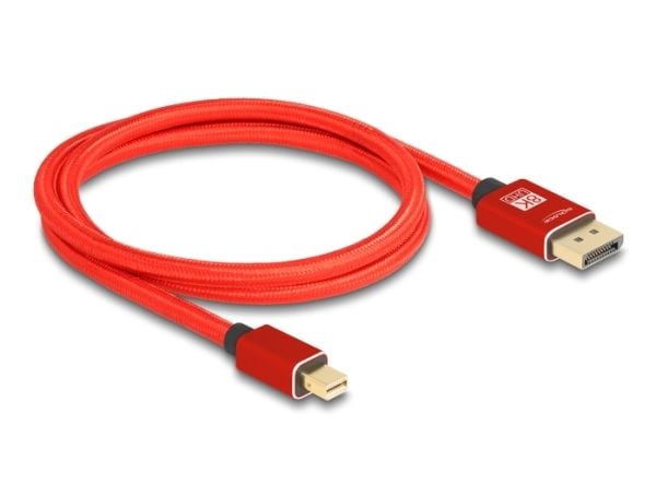 Delock - DisplayPort-kabel - Mini DisplayPort (hann) til DisplayPort (hann) - DisplayPort 1.4 - 1 m - 8K 60Hz støtte - rød