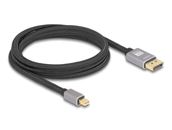 Delock - DisplayPort-kabel - Mini DisplayPort (hann) til DisplayPort (hann) - DisplayPort 1.4 - 2 m - 8K 60Hz støtte - grå, svart