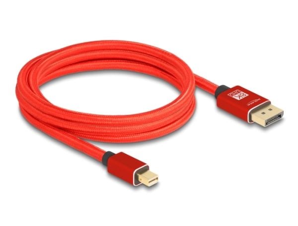 Delock - DisplayPort-kabel - Mini DisplayPort (hann) til DisplayPort (hann) - DisplayPort 1.4 - 2 m - 8K 60Hz støtte - rød