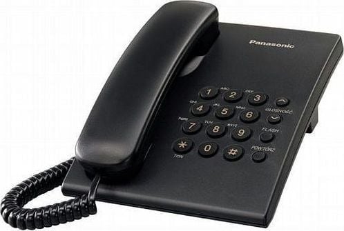 Panasonic KX-TS500, Analog telefon, Kablet håndsett, Sort
