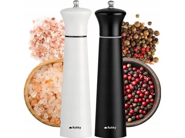Hvit og svart kvern til pepper og salt - 2 stk. Ruhhy 24721