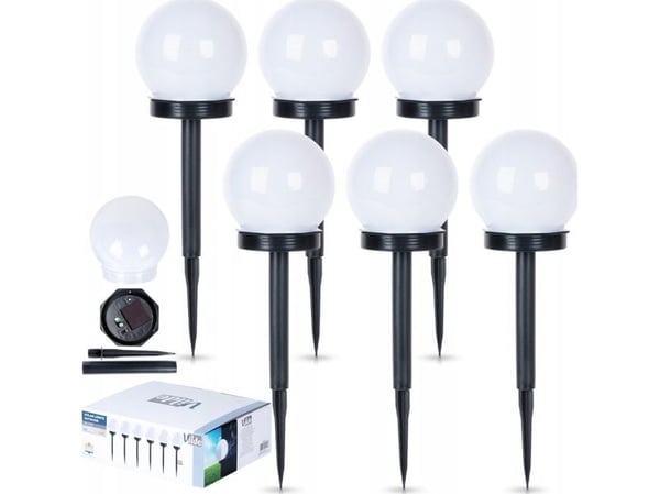 Vilda solcells trädgårds-LED-lampor, nedstick 33,5 cm, 6 st