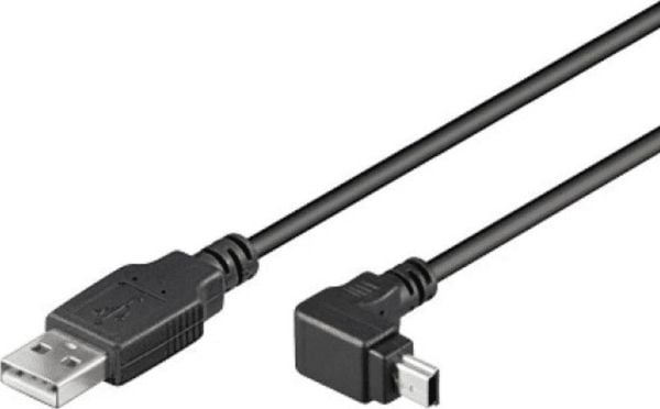 TECHly - USB-kaapeli - USB (uros) - mini-USB tyyppi B (uros) kulma - USB 2.0 - 1,8 m - muotoiltu - musta