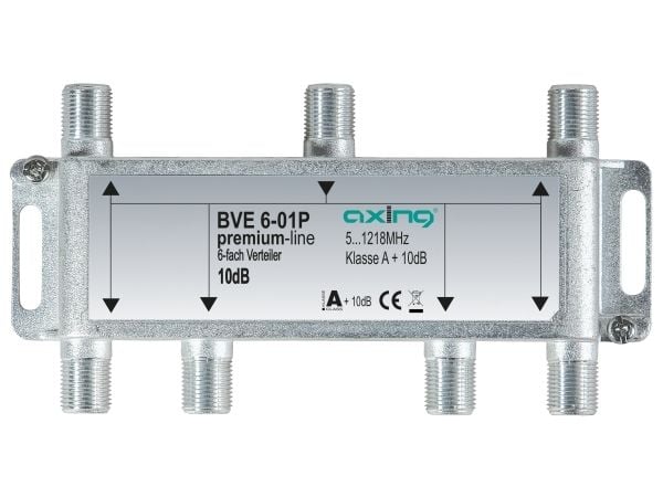 Axing BVE00601P1, Kaapelin jakaja, 5 - 1218 MHz, Ruostumaton teräs, Naaras/naaras, 1 kpl, F