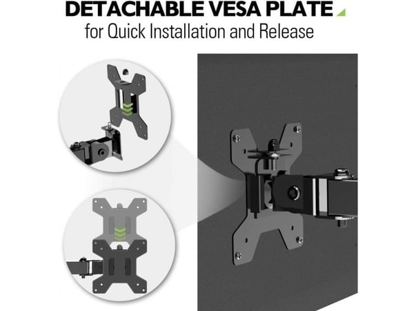 Techly ICA-LCD 503BK2, Klemmer, 8 kg, 33 cm (13"), 68,6 cm (27"), 100 x 100 mm, Sort