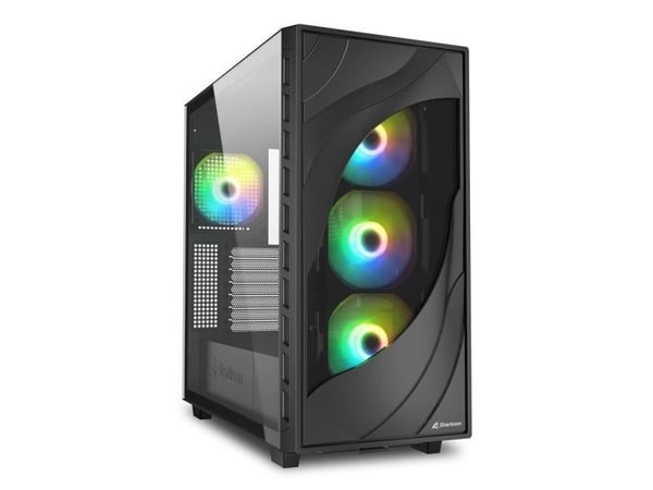 Sharkoon Rebel C80G RGB - Tower - ATX - sidepanel med vindu (herdet glass) - ingen strømforsyning (ATX) - USB/lyd