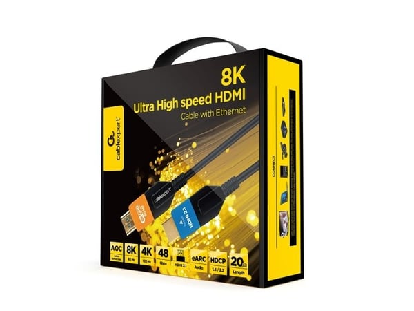 Cablexpert AOC Series - Ultra High Speed - HDMI-kabel med Ethernet - HDMI hann til HDMI hann - 20 m - fiberoptisk - Active Optical Cable (AOC), 8K ...