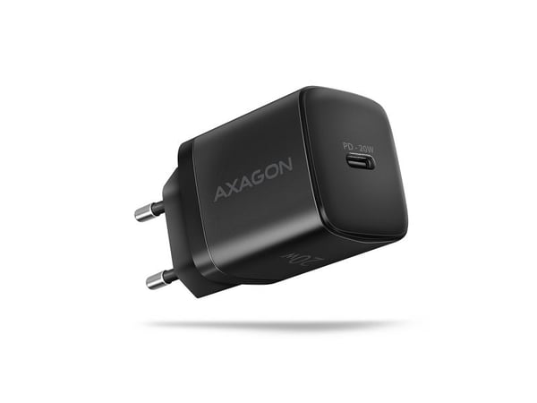 Axagon ACU-PD20 wall charger 1x QC3.0/AFC/FCP/PD type-C, 20W, black, Innendørs, AC, Svart