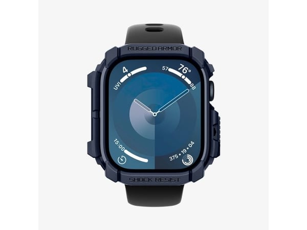 Spigen Rugged Armor, Etui, Smartklokke, Marineblå, Apple, Apple Watch 10 (42mm), Termoplastisk polyuretan (TPU)
