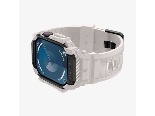 Spigen Rugged Armor Pro, Etui, Smartklokke, Beige, Apple, Apple Watch 10 (42mm), Termoplastisk polyuretan (TPU)