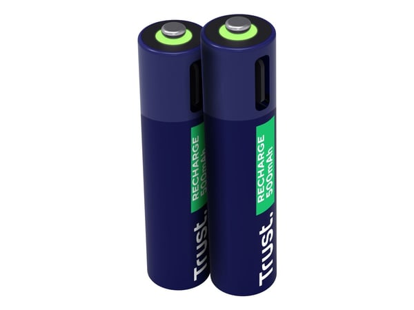 Trust - Batteri - USB-C + batteri 2 x AAA - (ladbare) - 500 mAh - blå