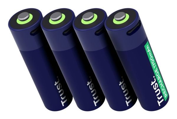 Trust 25631, Oppladbart batteri, AA, 4 stk, 1700 mAh, 2 timer, Kortslutning