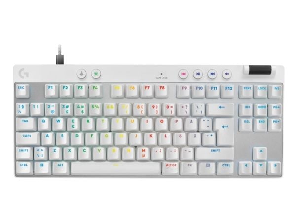 Logitech G PRO X RAPID - Tastatur - TKL - bakgrunnsbelyst - USB - QWERTY - Nordisk (dansk/finsk/norsk/svensk) - tastsvitsj: Linear - hvit