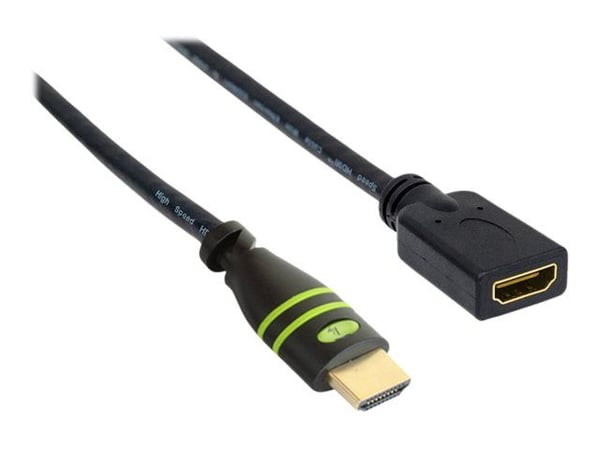 TECHly - High Speed - HDMI-forlengelseskabel med Ethernet - HDMI hann til HDMI hunn - 1.8 m - dobbeltisolert - svart - 4K-støtte