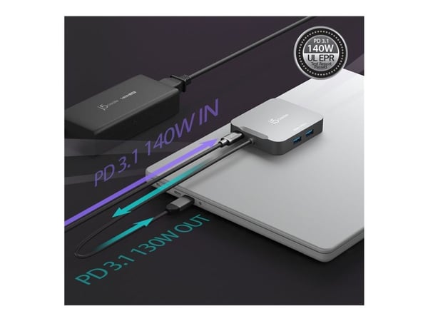j5create Elite JCD3191 - Dokkingstasjon - USB-C / USB4 / Thunderbolt 3 / Thunderbolt 4 - HDMI - 1GbE - Europa