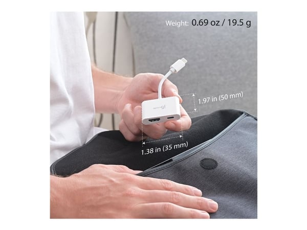 j5create JCA152-N, 0.82 m, USB Type-C, HDMI + USB Type-C, urosliitin, naarasliitin, suora