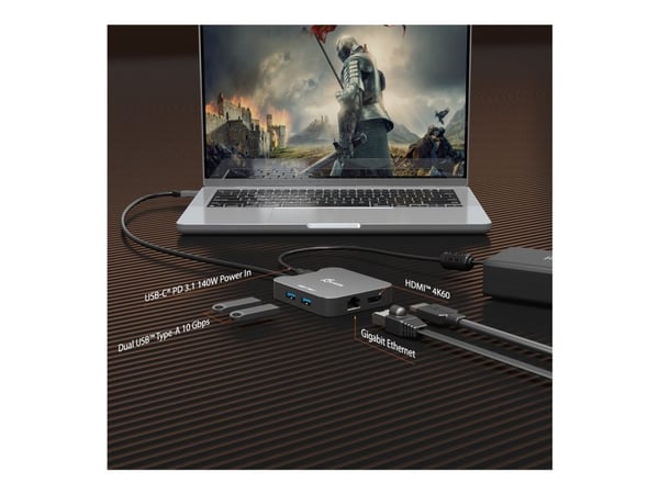 j5create Elite JCD3191 - Dokkingstasjon - USB-C / USB4 / Thunderbolt 3 / Thunderbolt 4 - HDMI - 1GbE - Europa