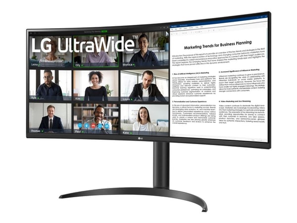 LG UltraWide 34WR55QK-B - LED-skjerm - kurvet - 34" - 3440 x 1440 WQHD @ 100 Hz - VA - 300 cd/m² - 3000:1 - HDR10 - 5 ms - 2xHDMI, DisplayPort, USB-C