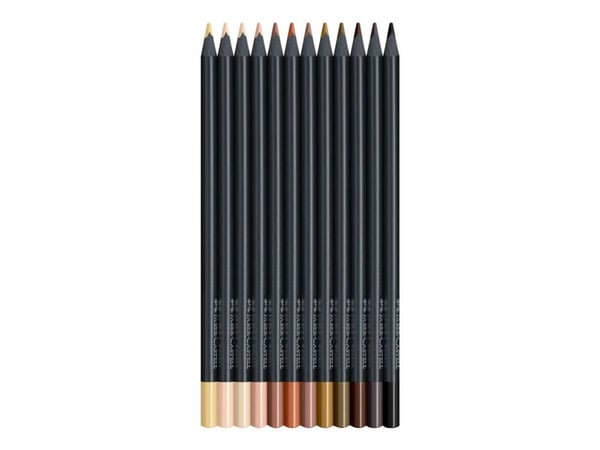 FABER-CASTELL kolmiomaiset värikynät Black Edition, 12 kpl, kolmiomaiset, mustaa puuta, superpehmeä lyijy upealle - 1 kpl (116414)
