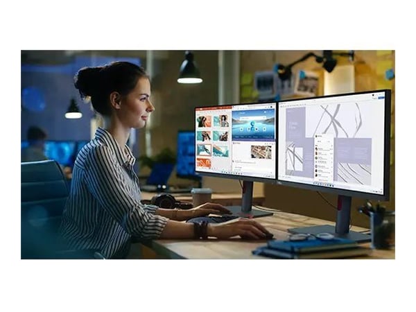 Lenovo P24q-30 - LED-skjerm - 23.8" - 2560 x 1440 QHD @ 60 Hz - IPS - 300 cd/m² - 1000:1 - 4 ms - HDMI, DisplayPort - ravnsort - for ThinkCentre ne...