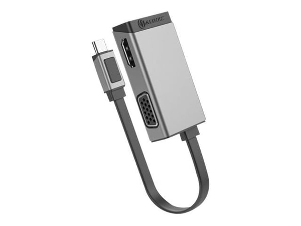 ALOGIC MagForce Duo Play - Videoadapteri - 24-nastainen USB-C han til HD-15 (VGA), HDMI hun - 7,5 cm - avaruusharmaa - 4K60Hz (4096 x 2160) tuki, 1...