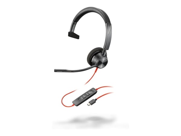 HP Poly Blackwire 3310 - Blackwire 3300 series - hodesett - on-ear - kablet - USB-C - svart - UC-sertifisert