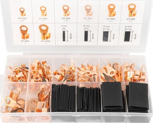 Rengasliittimet, kupariset lämpökutisteputket, sarja, 180 kpl amio-03984 amio-03984