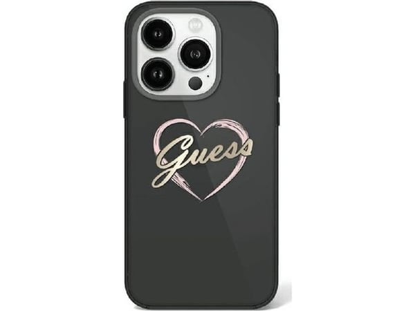 Guess IML hjärtfodral för iPhone 16 Pro - svart