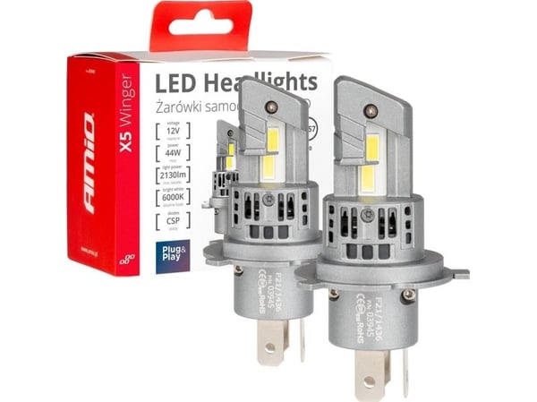 AMiO LED bilpærer X5 Winger H4 6000K Canbus AMIO-03945