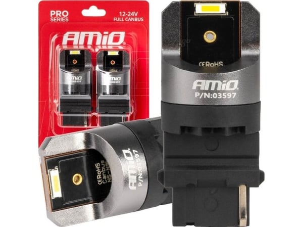 AMiO LED-lamper full canbus pro series p27w t25 2x1860smd hvit 12V/24V amio-03597