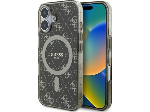 Apple iPhone 16 Plus Guess IML 4G Tausta MagSafe (GUHMP16MH4DTEW) dėklas telefonui rudos spalvos