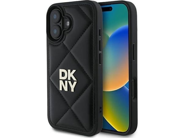 Apple iPhone 16 DKNY Quilted Stack Logo (DKHCP16SPQDSLK) telefondeksel i svart farge