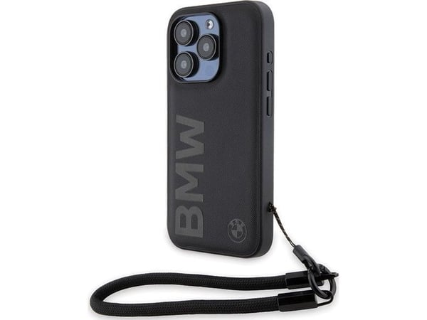 Etui BMW Signature Leather Wordmark Cord til iPhone 15 Pro Max - svart