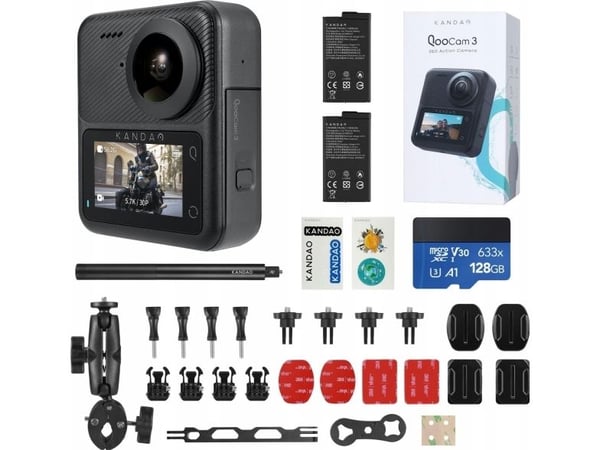 Kandao QooCam 3 - Motorcycle Combo - 360 actionkamera - 5.7K / 30 fps - Wireless LAN, Bluetooth