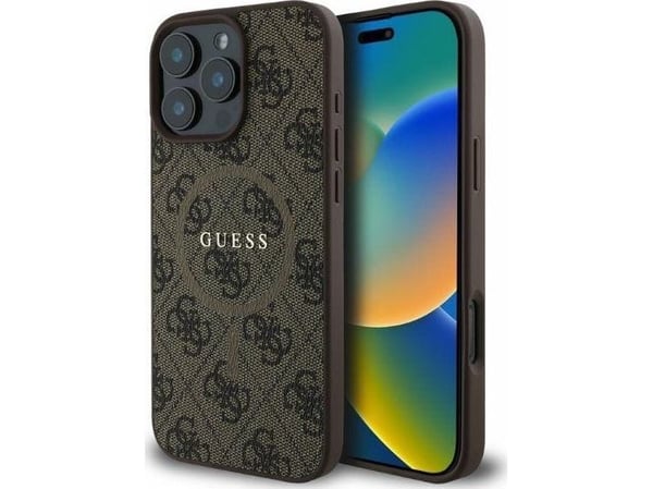 Guess 4G ring classic-logo MagSafe-deksel til iPhone 16 Pro Max - brun