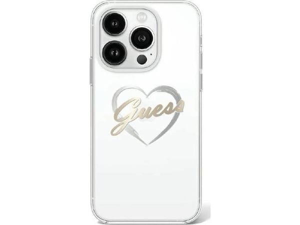 Guess IML Heart- etui til iPhone 16 Pro - Transparent