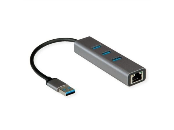 ROLINE 12021112, Koblet med ledninger (ikke trådløs), USB Type-A, 10,100,1000 Mbit/s, Grå, 24 mm, 96 mm