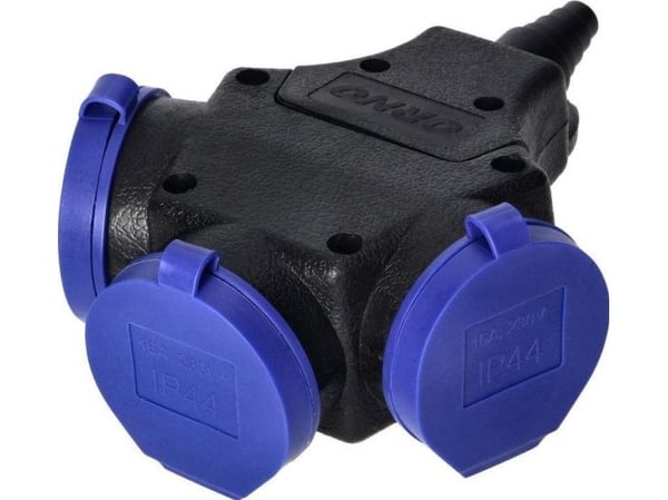 Orno roiskevedenpitävä ja iskunkestävä pistorasia, IP44, 3x2P + Z Schuko, 16A, 230V AC Orno roiskevedenpitävä ja iskunkestävä pistorasia, IP44, 3x2P + Z Schuko, 16A, 230V AC