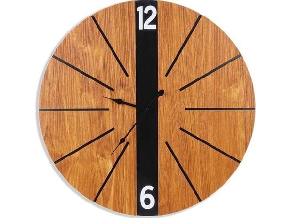 Home Styling Collection Zegar scienny minimalistisk veggklokke med tre-look urskive, MDF, Ø 60 cm