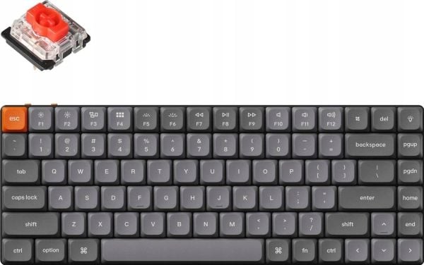 Keychron K3 Max, 75%, Trådløs, USB + RF Wireless + Bluetooth, Mekanisk nøkkelbryter, RGB LED, Grå