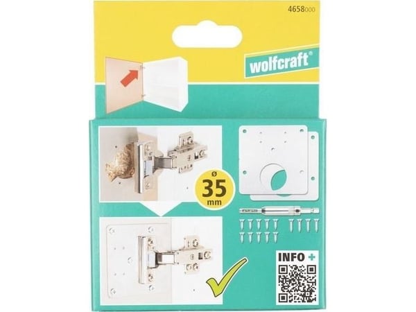 WOLFCRAFT reparationssats för gångjärn i infällda lådor, på dörrens sida