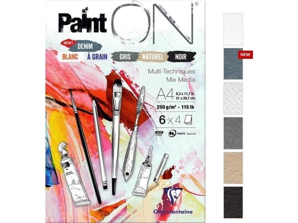 Clairefontaine PaintON Multi-Techniques, Kunstark/-papir, 250 g/m², 24 ark