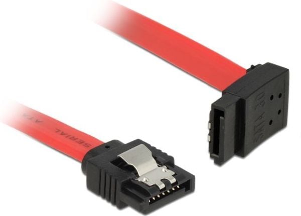 Delock - SATA-kabel - Serial ATA 150/300/600 - SATA (hann) til SATA (hann) - 20 cm - låst, venstrevinklet kontakt - rød