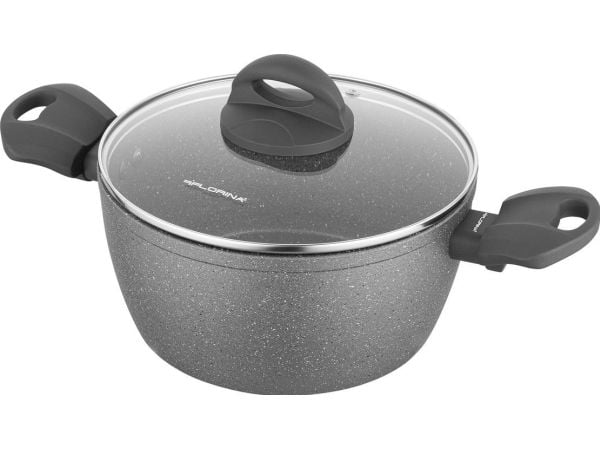 Florina kjele i stein med lokk til induksjon og gass Lava Stone 16 cm 1,2 l